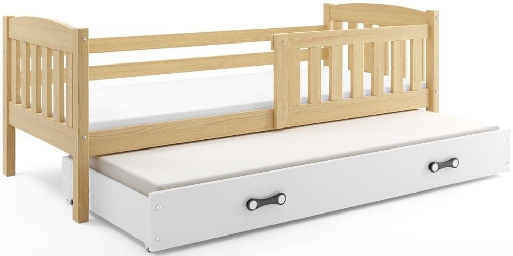 eoshop Detská posteľ s prístelkou KUBUS 2 90x200 cm, borovica/biela (Voľba matraca: Penový matrac)